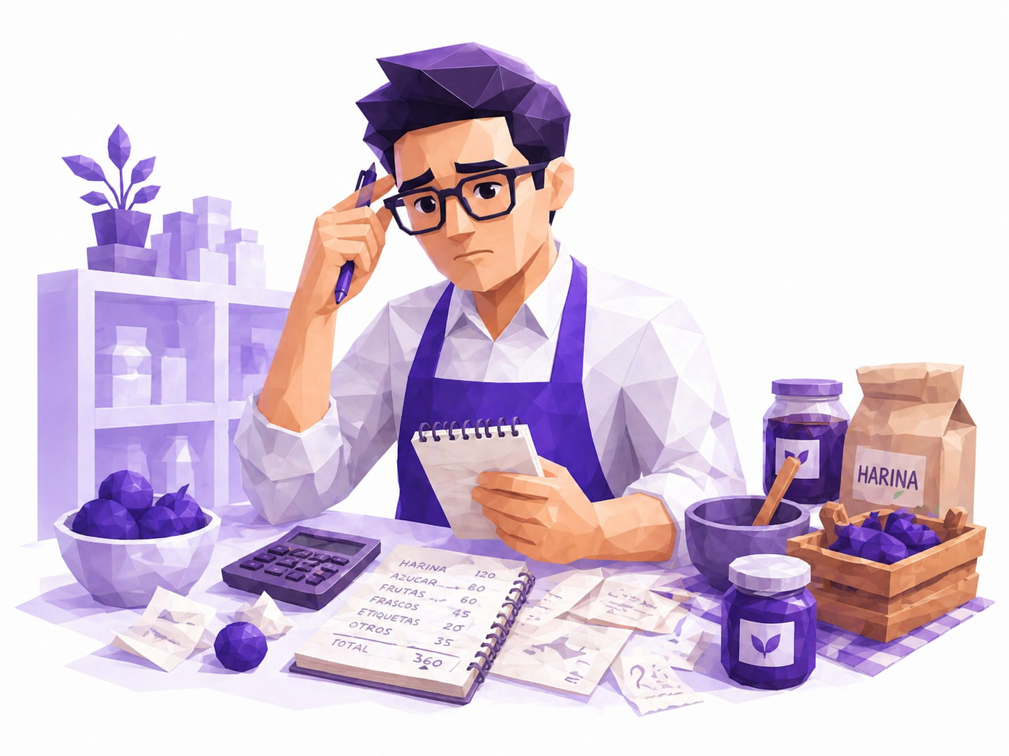 Emprendedora intentando recordar sus costos de producción