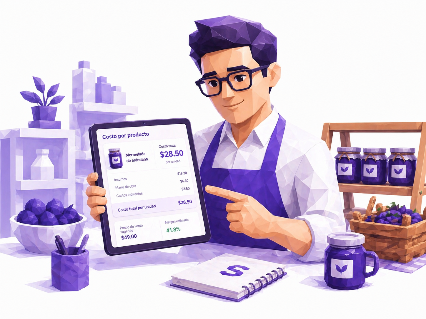 Emprendedora revisando costos claros por producto en Supleo