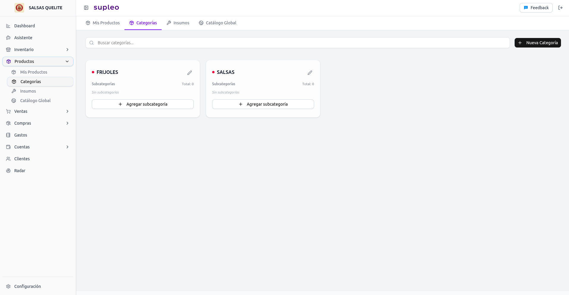 Lleva tus productos por categorías