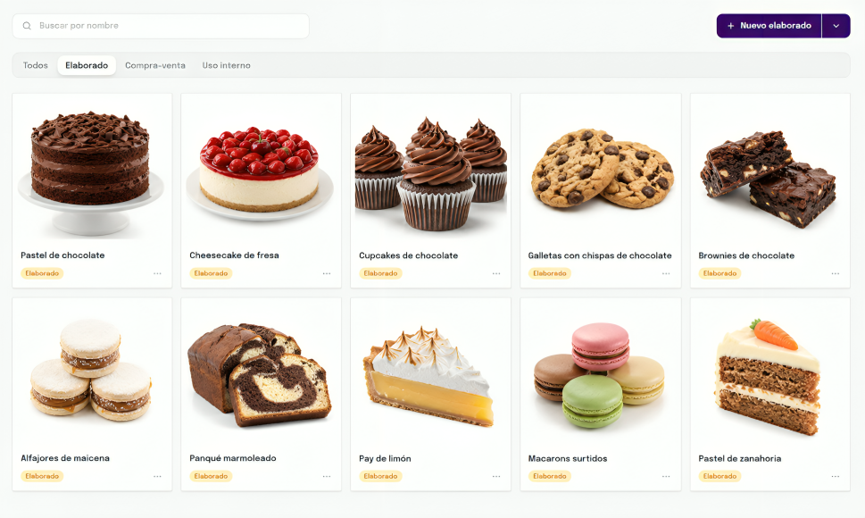 Gestiona tus productos elaborados