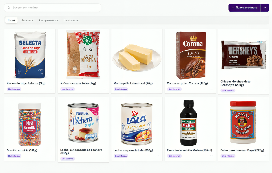 Administra tus productos internos